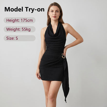 👗Dámske ležérne šaty s výstrihom za krkom, odhaleným chrbtom a priliehavým výstrihom do V✨