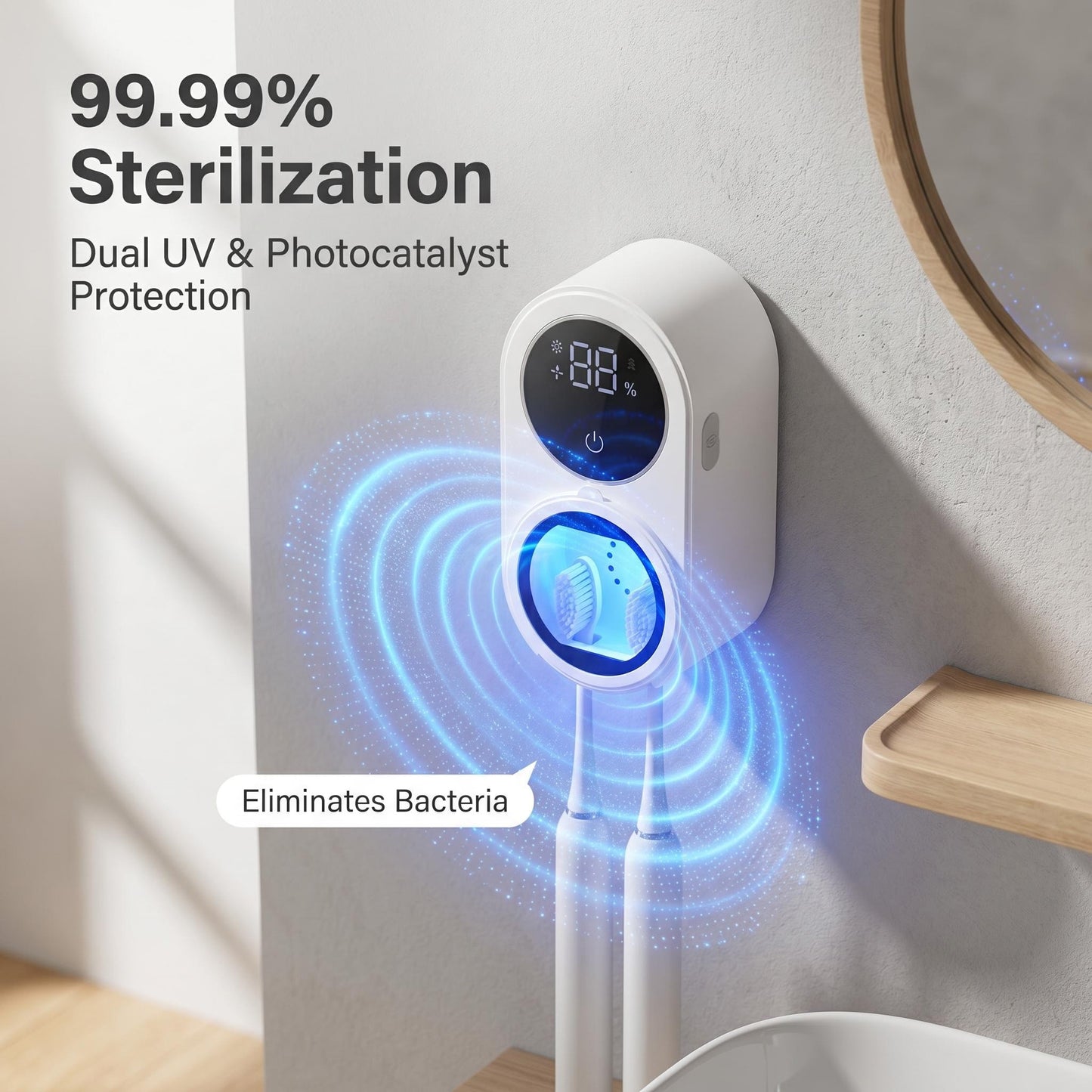 🦷💑Exkluzívny dvojitý UV sterilizátor zubných kefiek pre páry ｜Automatická antibakteriálna funkcia so senzorom pre super pohodlie