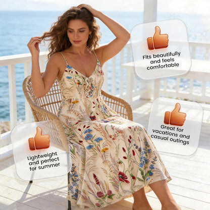 👗Plus Size Floral Print Spaghetti Strap Midi Dress