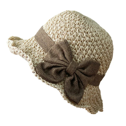 🏖️👒Elegantný pletený slamenný klobúk s mašľou