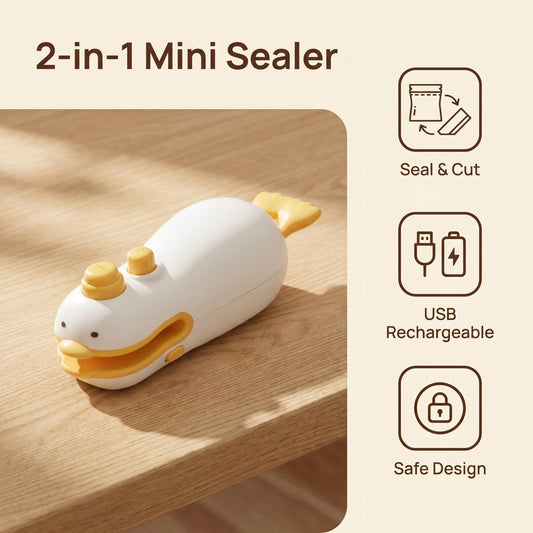 🦆Časovo obmedzená zľava🔋Mini uzatvárací stroj Little Yellow Duck, prenosný uzatvárací stroj na potraviny s nabíjateľnou USB nabíjačkou