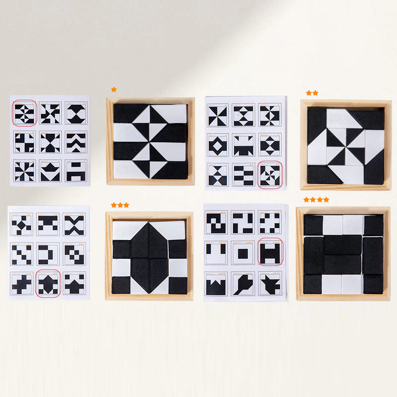 🧩 ČIERNO-BIELE MONTESSORI PUZZLE | | Veková skupina 3–8 rokov | Na rozvoj priestorovej logiky📚