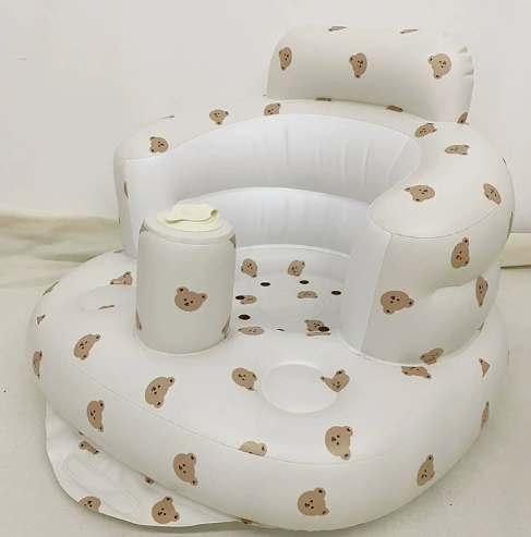 Časovo obmedzená 50% zľava 🛁 Nafukovacia detská sedačka s motívom medvedíka, multifunkčná prenosná stolička na kŕmenie a kúpanie 👶