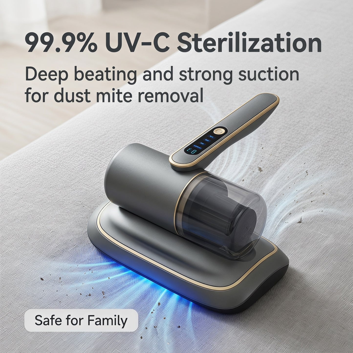 Časovo obmedzená zľava 🛏️ Bezdrôtový UV sterilizátor a odstraňovač roztočov s vysokofrekvenčným poklepávaním a silným saním, HEPA filter – nevyhnutnosť na čistenie postelí a pohoviek 🦠💨