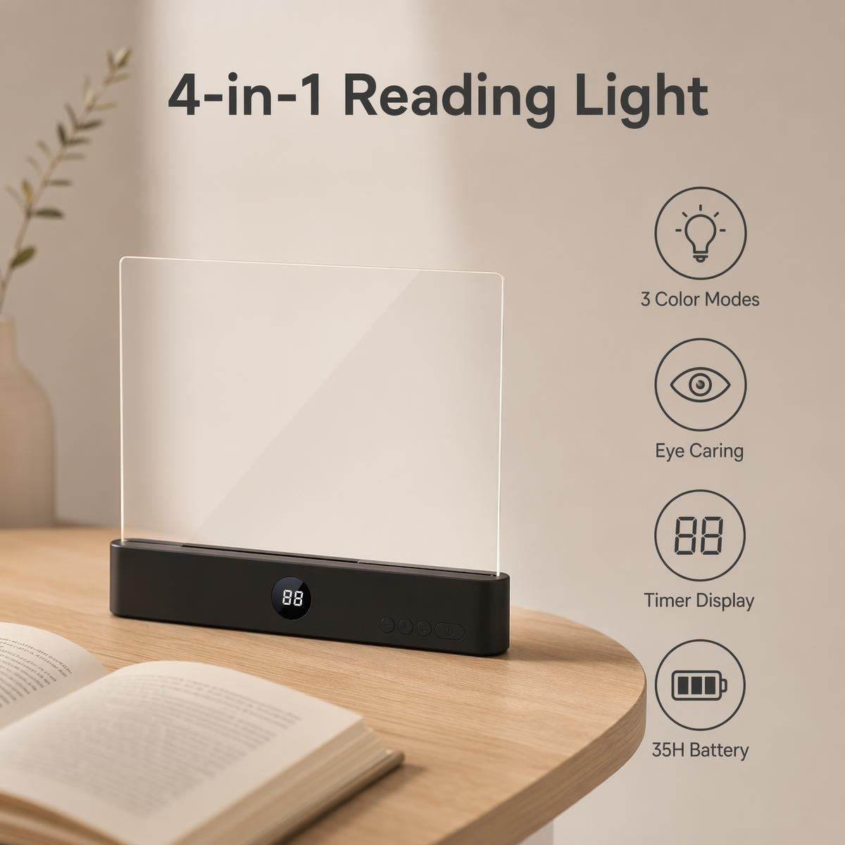 Prenosna LED lučka za branje s tremi barvnimi temperaturami | READ