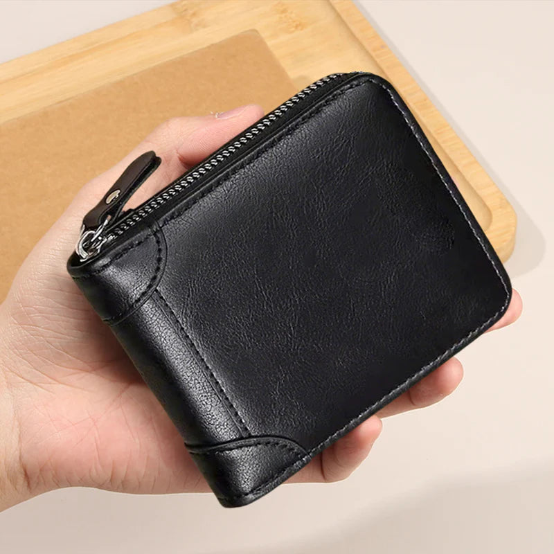 🛡Trojnásobne skladaná pánska peňaženka s RFID ochranou proti krádeži ｜Ultra tenká a nevydutá, retro textúra✨