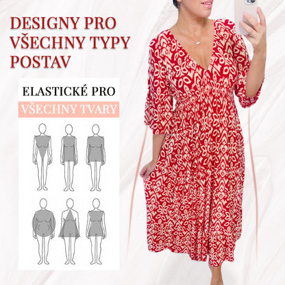 🔥Príležitostná dlhá sukňa s výstrihom do V s potlačou