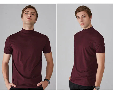 🔥👕 Pánske tričko s vysokým výstrihom a úzkym strihom