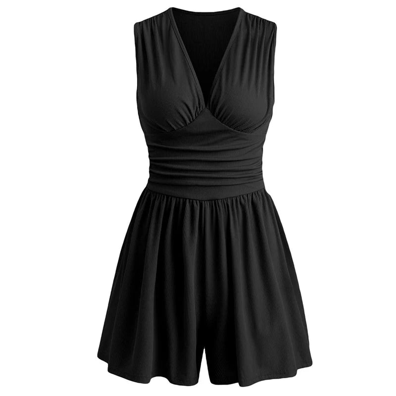 👗Dámske šaty bez rukávov s výstrihom do V a nařaseným pásom