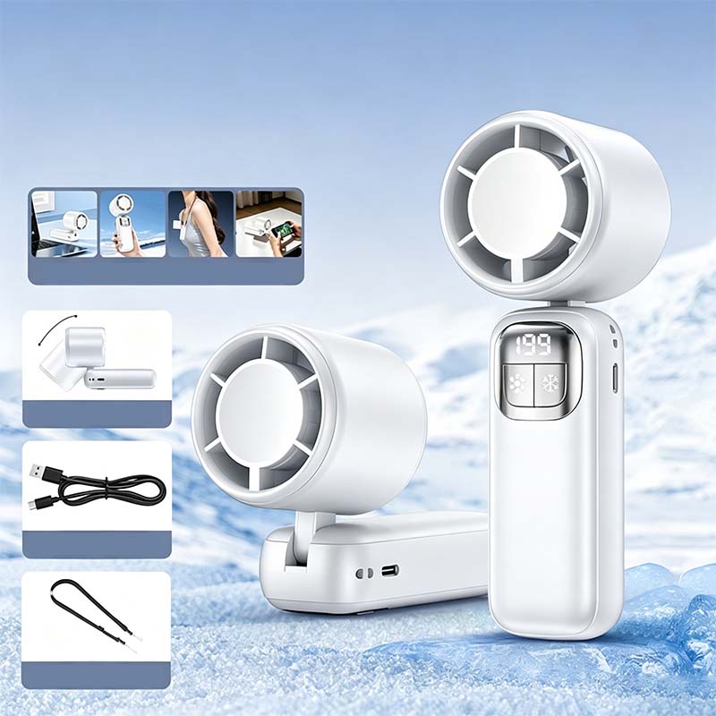 ❄️Skladací ventilátor 5 v 1 s polovodičovým chladením｜199 úrovní rýchlosti vetra, dlhá výdrž batérie, prenosný ventilátor na ľad✨