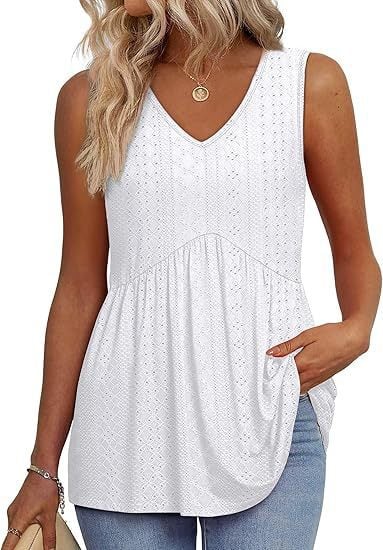 Dámske elegantné tielka bez rukávov s výstrihom do V a babydoll strihom