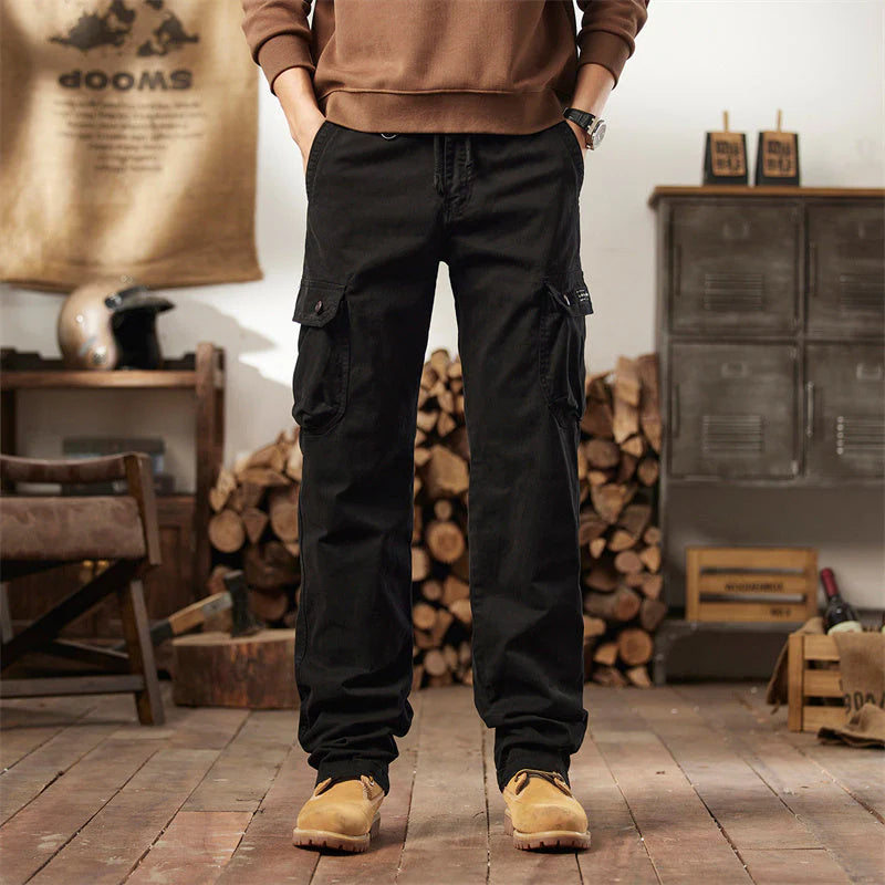 👖🛠️ Pánske taktické nohavice zo 100 % bavlny v khaki farbe – s množstvom vreciek