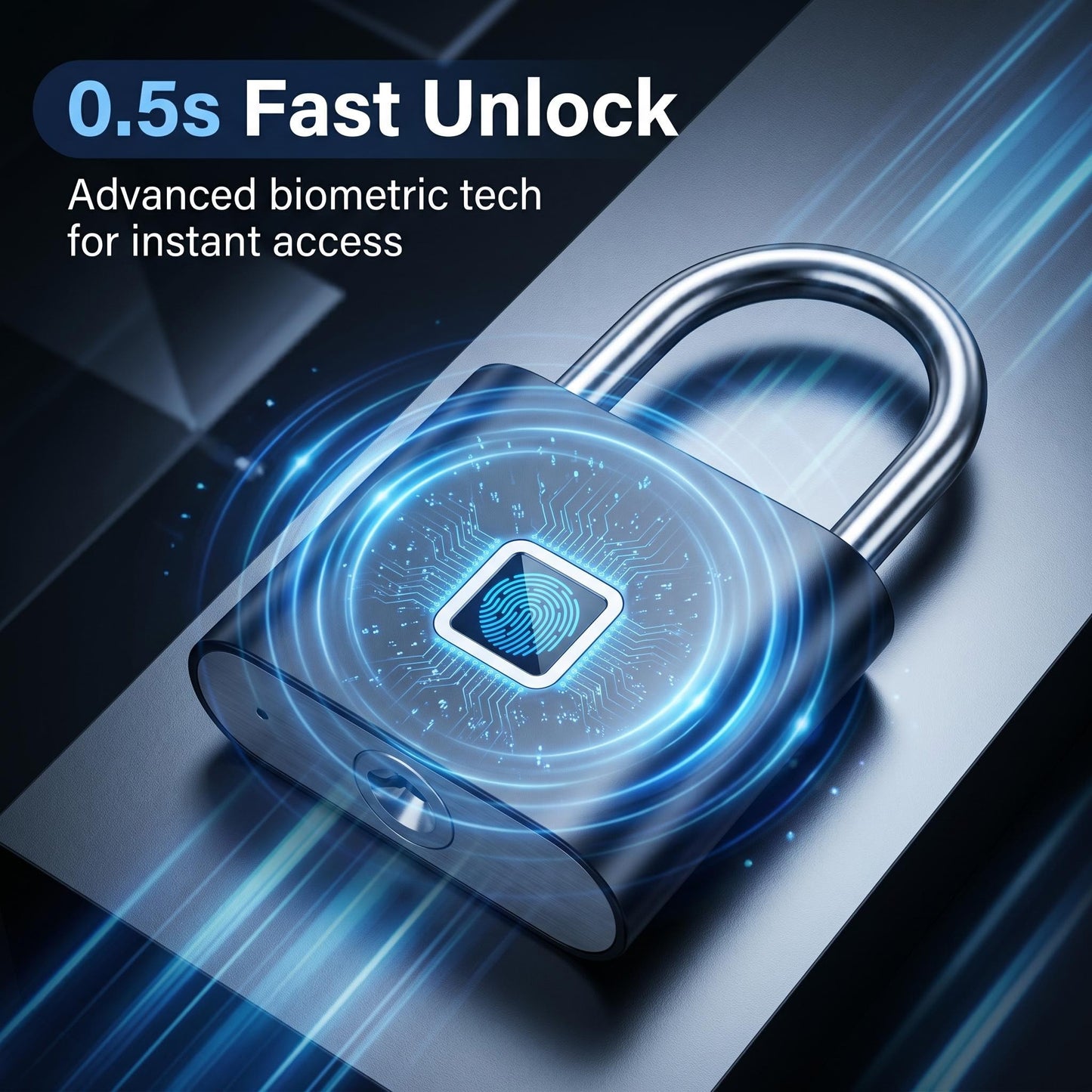 🔐Inteligentný zámok s odtlačkom prsta｜Otvorenie za 0,5 sekundy, vodotesný IP54, bezkľúčový zámok proti krádeži🔋