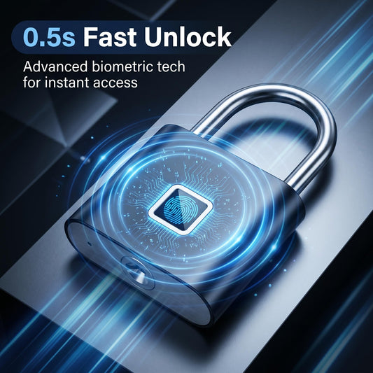 🔐Inteligentný zámok s odtlačkom prsta｜Otvorenie za 0,5 sekundy, vodotesný IP54, bezkľúčový zámok proti krádeži🔋