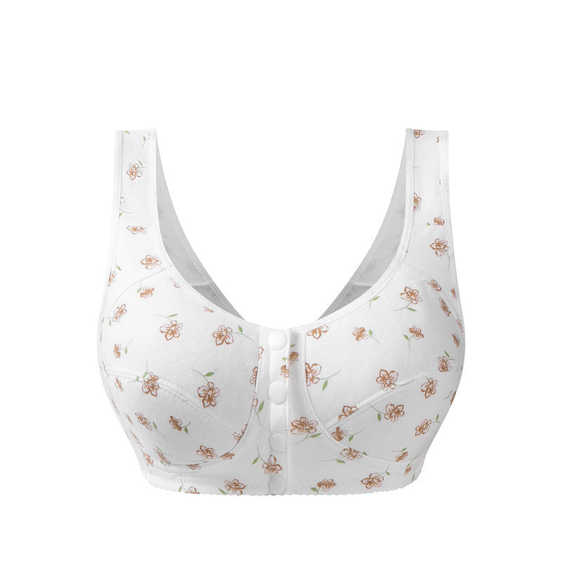 😍👙Dámska podprsenka bez kostíc, z čistej bavlny, s potlačou a zapínaním vpredu