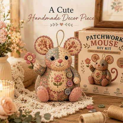 🐭🧵 Sada na patchworkovú myšku - šijacia sada pre začiatočníkov - kreatívna dekoratívna ozdoba