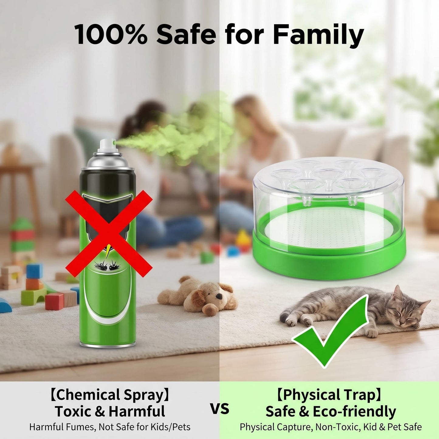 🏡Lapač much bez chemikálií - bezpečný a účinný lapač múch pre rodiny s deťmi alebo domácimi miláčikmi, ideálny do kuchyne 🌿🪰