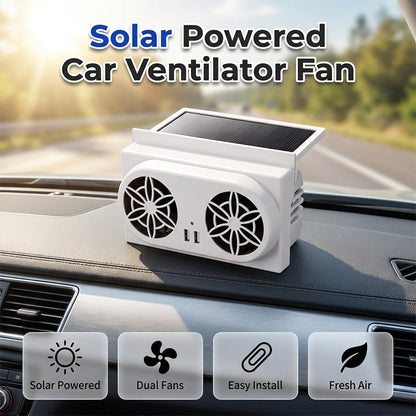 ☀️Solárne napájaný ventilátor do auta｜Dvojitá turbína s vysokým prúdením vzduchu pre automatické chladenie a vetranie pri parkovaní🌬️