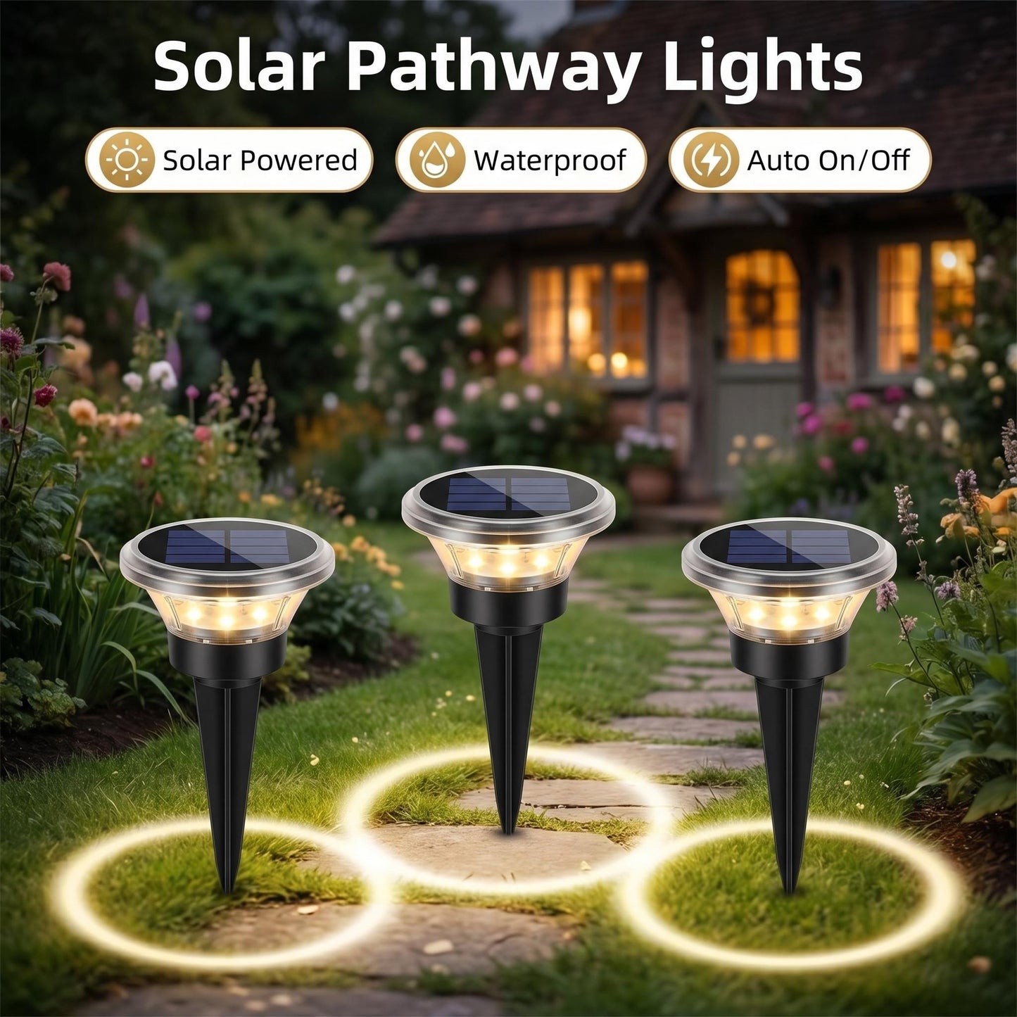 Časovo obmedzená ponuka 🌞 Solárne ambientné reťazové svetlá｜Bezdrôtové dekoratívne svetlá do dvorných chodníkov 🏡🌙
