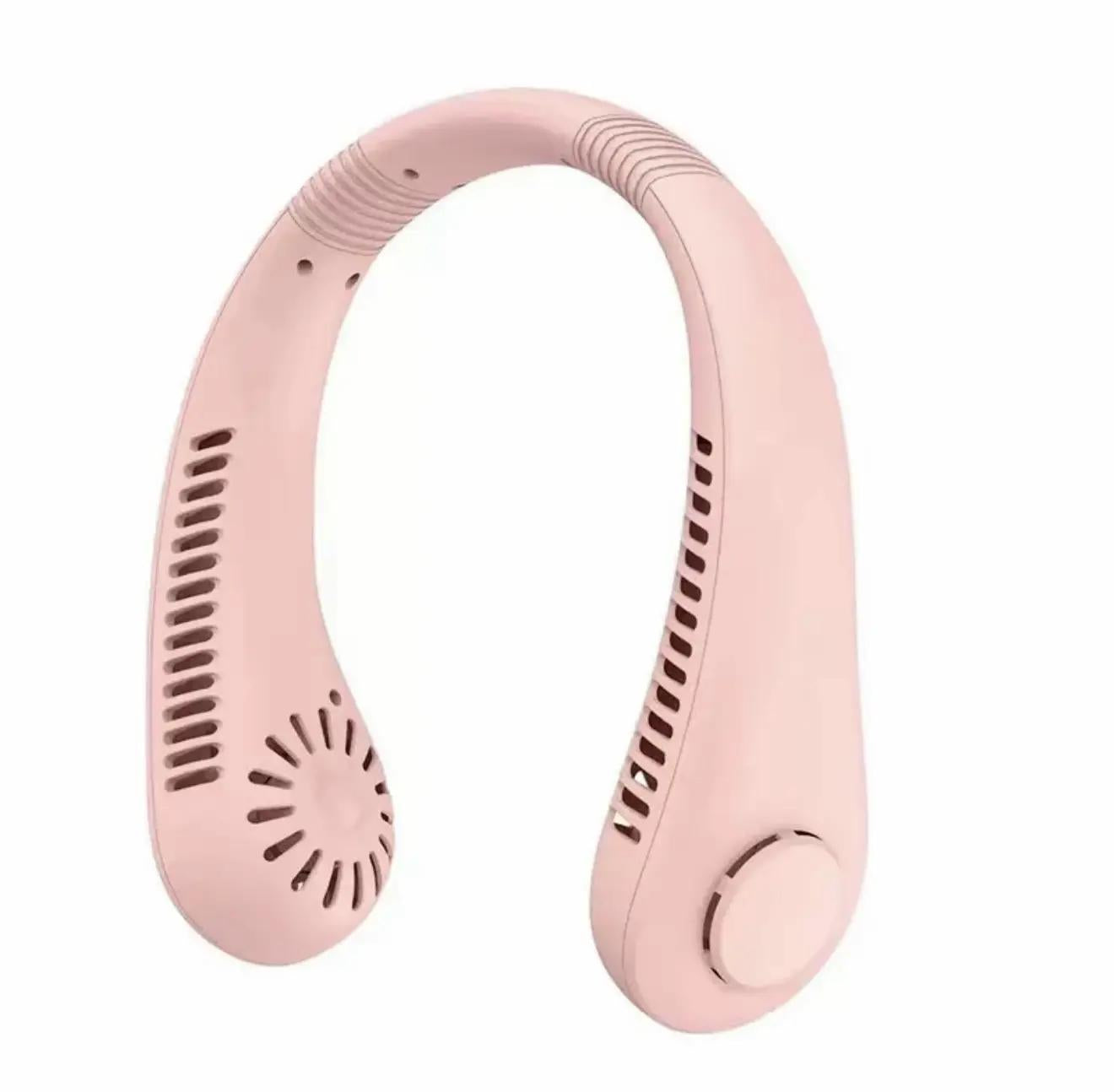 Prenosný mini ventilátor na krk, dobíjateľný cez USB, bezlopatkový, s 3 rýchlosťami a silným prúdom vzduchu