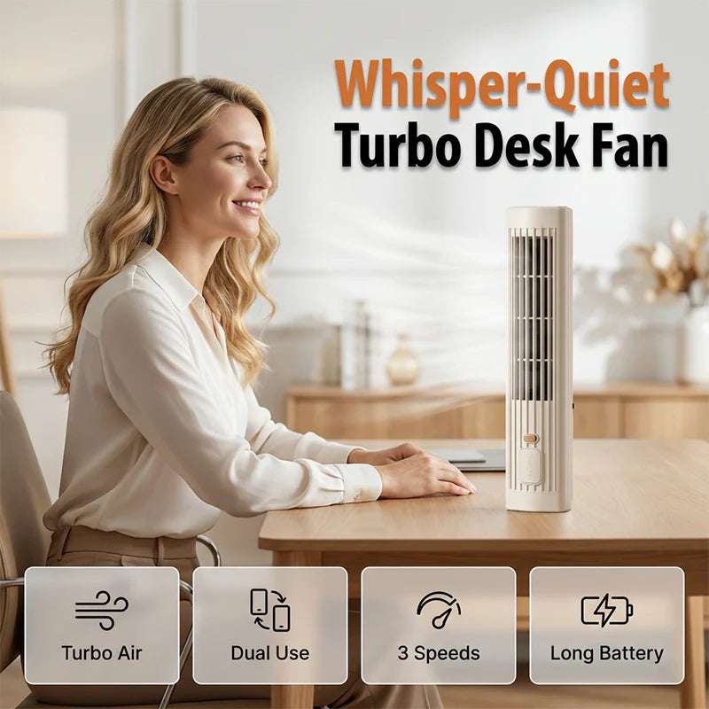 💨Dvojrežimový bezdrôtový cirkulačný stolový ventilátor｜Trojrýchlostný tichý nabíjací mini ventilátor s konektorom Type-C 🏠