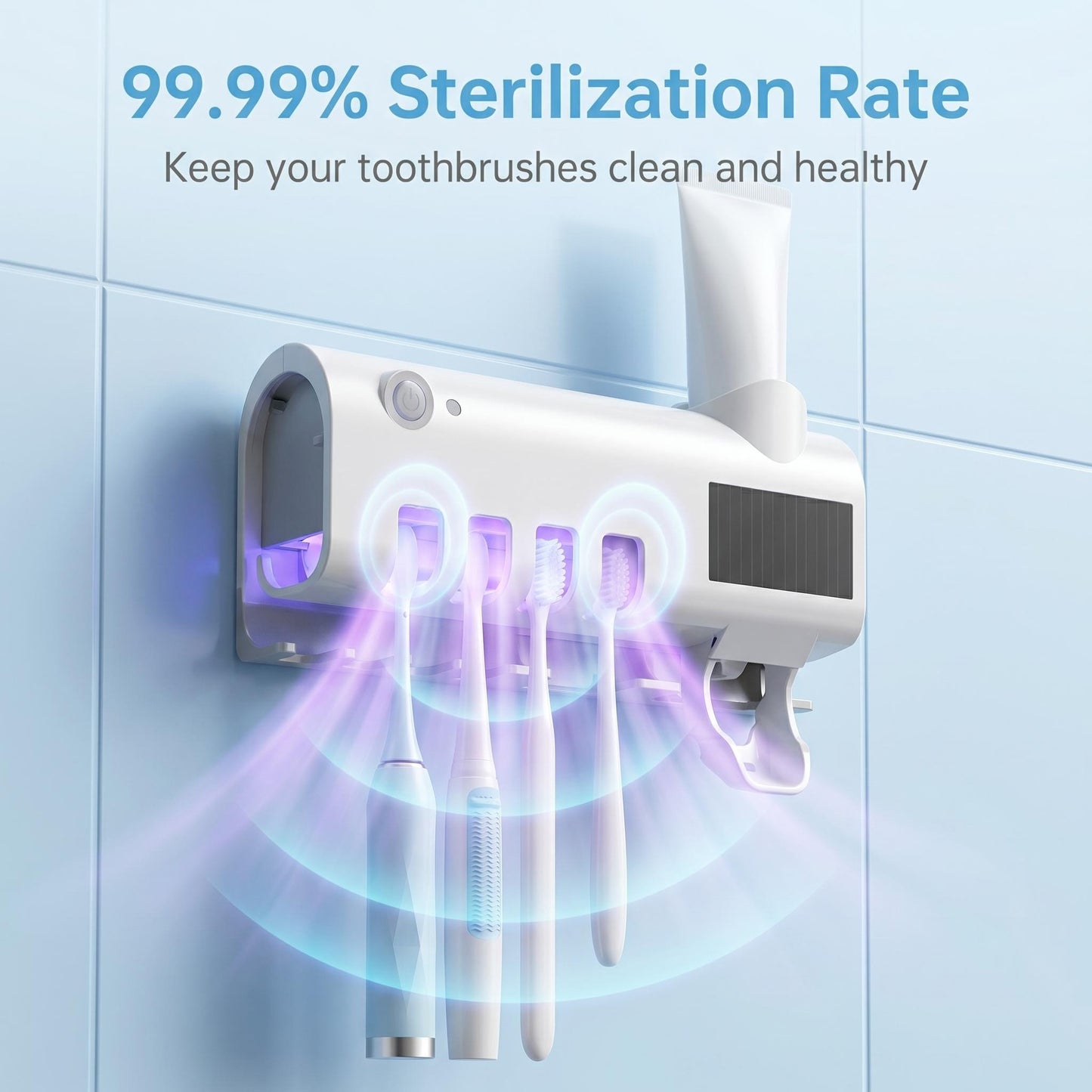 🦷Inteligentný sterilizátor zubných kefiek 4 v 1 | UV antibakteriálny senzor, automatické dávkovanie zubnej pasty, nástenný úložný priestor ✨