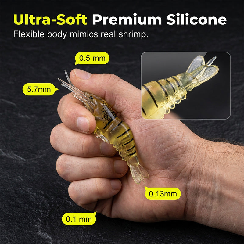 Sada mäkkých nástrah Bionic Shrimp na rybolov