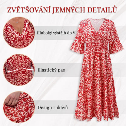 🔥Príležitostná dlhá sukňa s výstrihom do V s potlačou