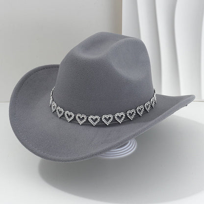 🤠Kovbojský klobúk v západnom štýle s kamienkami a srdiečkami - Ideálny na hudobné festivaly, večierky a fotenie!🎩