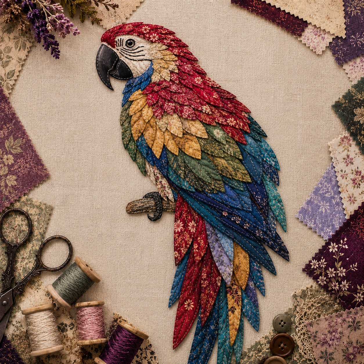 Komplet za izdelavo 3D-ptiča patchwork | VINTA