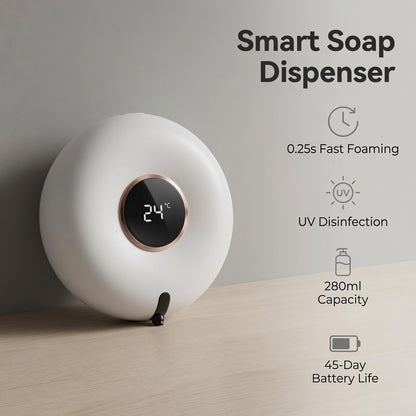 🧼Dávkovač penového mydla s UV modrým svetlom, magnetická indukcia, bez nutnosti vŕtania, nástenný/stolový automatický dávkovač mydla s dvojitým použitím🏠🛡️