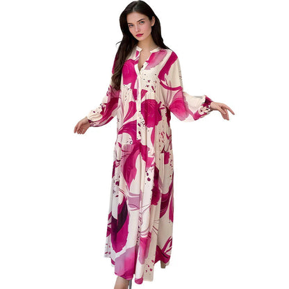 👗Dámske kvetinové maxi šaty s výstrihom do V