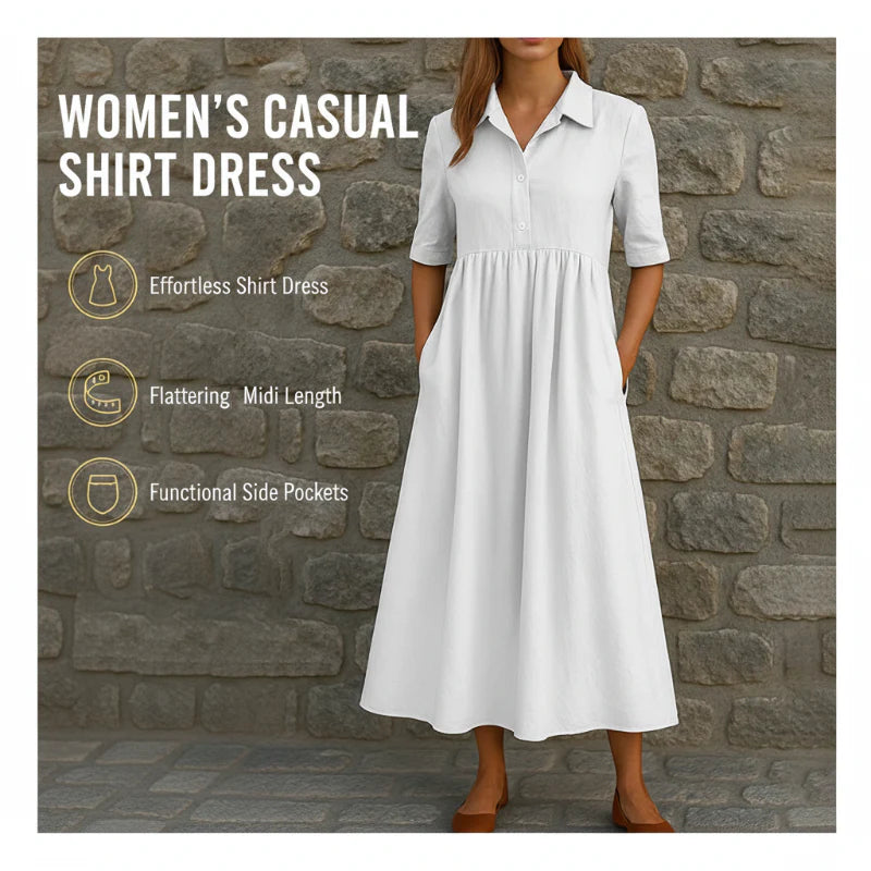 👗Ležérne midi šaty s vysokým pásom pre ženy