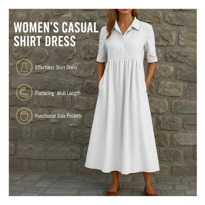 👗Ležérne midi šaty s vysokým pásom pre ženy