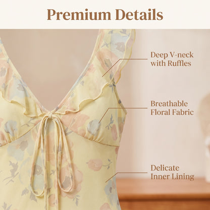 🌼Časovo obmedzená zľava 50%👗Dlhé šaty s kvetinovou potlačou, výstrihom do V a volánikmi