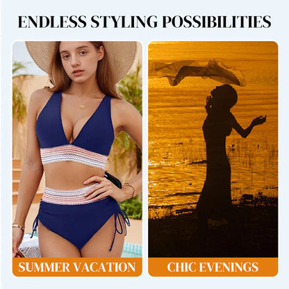 🔥Teraz v predaji💥 – 👙 Bikini set s vysokým pásom, tvarujúci bruško, vo viacerých farbách