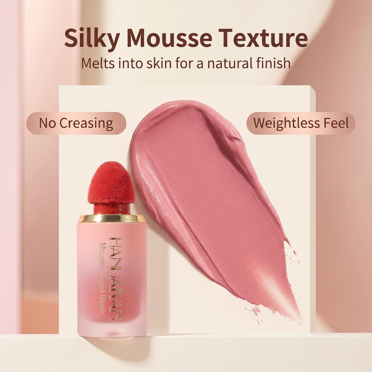 ☁️ Tekutá lícenka Mousse ｜ Niacínamid pre výživu pleti, ľahká a dobre drží po celý deň bez toho, aby sa zlepovala 🧽