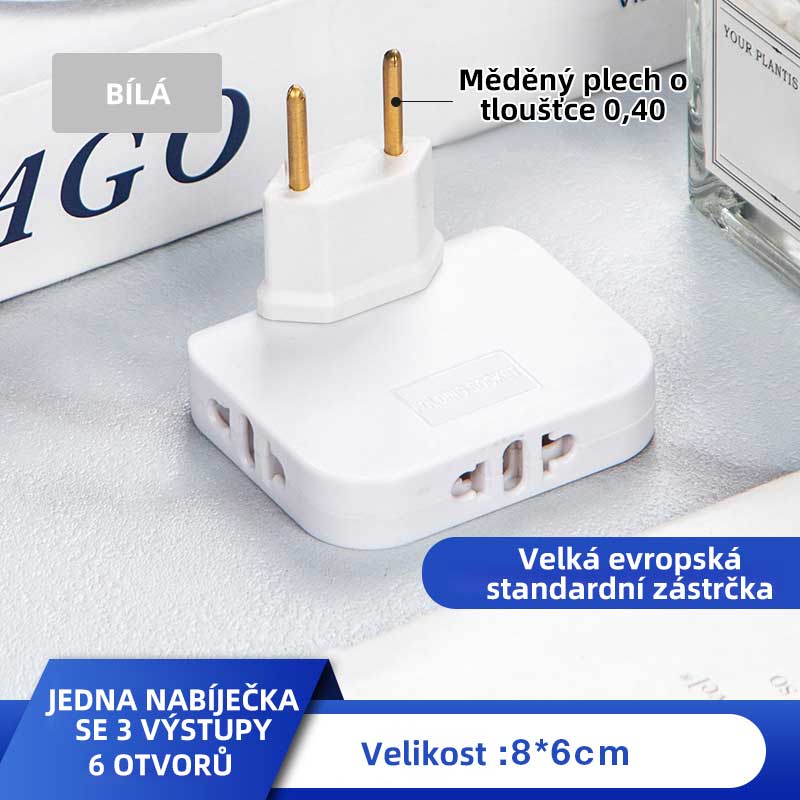 Otočný adaptér zásuvky – predlžovacia zástrčka s otočným uhlom 180 stupňov