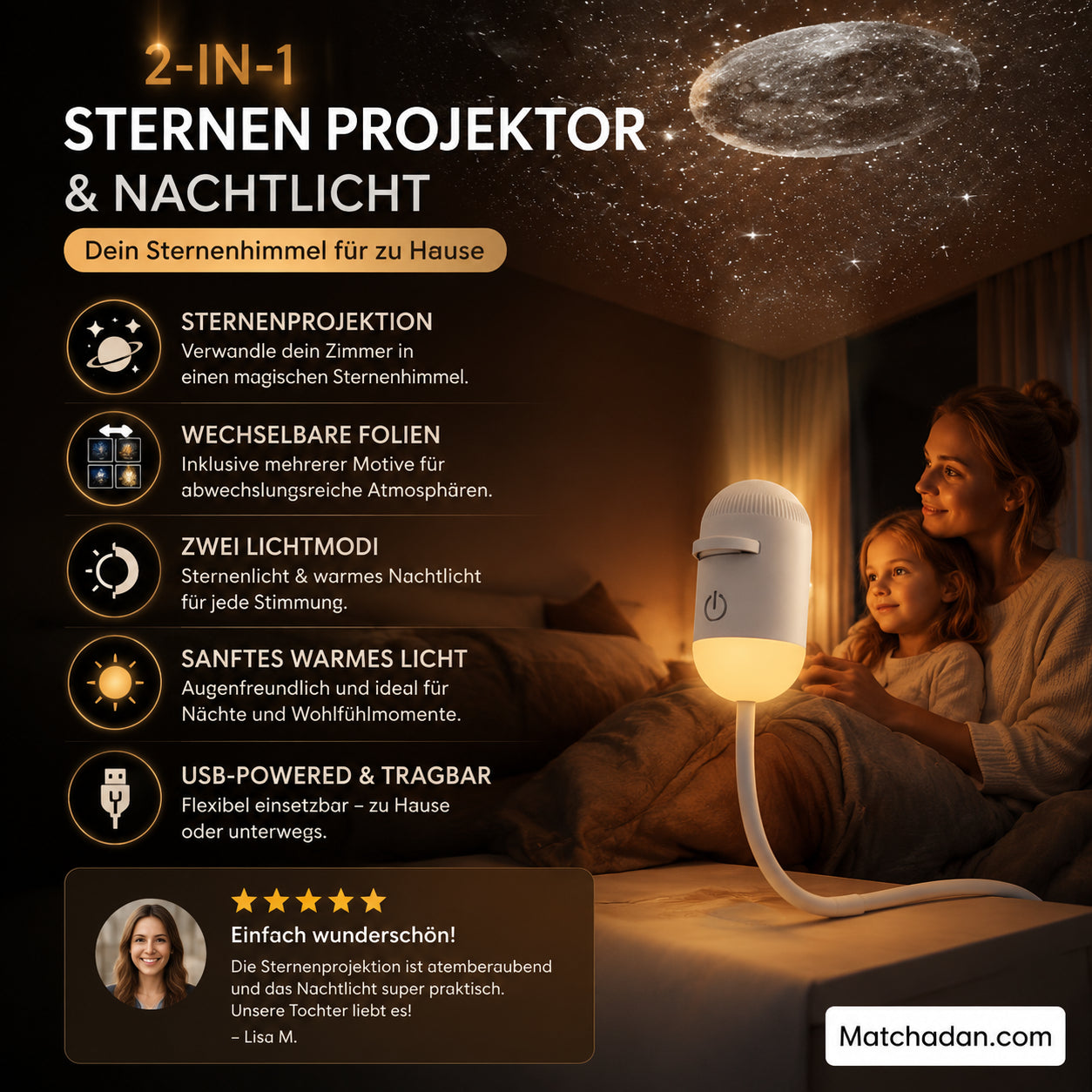 🔥Časovo obmedzená špeciálna ponuka so zľavou 50 % ✨Projekčná lampa 2 v 1 s hviezdnou oblohou: Otočte zasnívanú hmlovinu a vneste vesmír do svojej izby