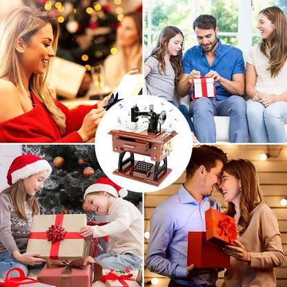 🥇Mini šijací stroj z dreva s hudobnou skrinkou