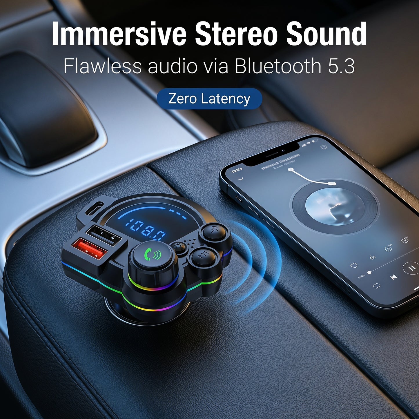 🎵Časovno omejen 50 % popust🔋 Avtomobilski FM oddajnik Bluetooth 5.3, brezžični predvajalnik glasbe z dvema priključkoma in hitrim polnjenjem