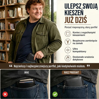🛡Trojnásobne skladaná pánska peňaženka s RFID ochranou proti krádeži ｜Ultra tenká a nevydutá, retro textúra✨
