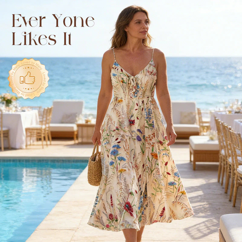 👗Plus Size Floral Print Spaghetti Strap Midi Dress