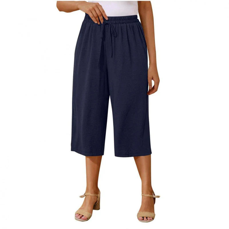 👖Dámske capri nohavice s elastickým pásom a šnúrkou