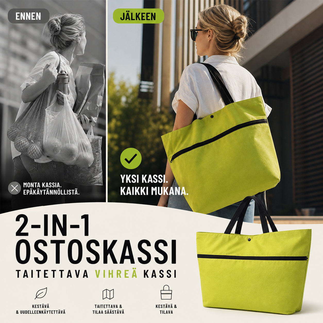 🛒Časno omejen 50 % popust⚙️ Zložljiva nakupovalna torba na kolesih 2 v 1, vsestransko nakupovalno orodje, ki ga lahko nosite ročno ali vlečete s seboj.