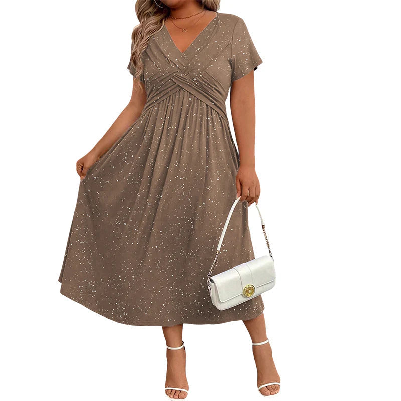 👗Elegantné dámske šaty s výstrihom do V a prekrúteným detailom vpredu