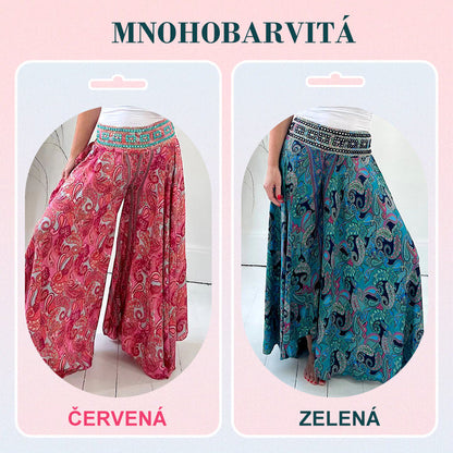 【🎁📿Ružový náhrdelník zadarmo🎁】💕Elastické nohavice v páse s etnickou potlačou🌸