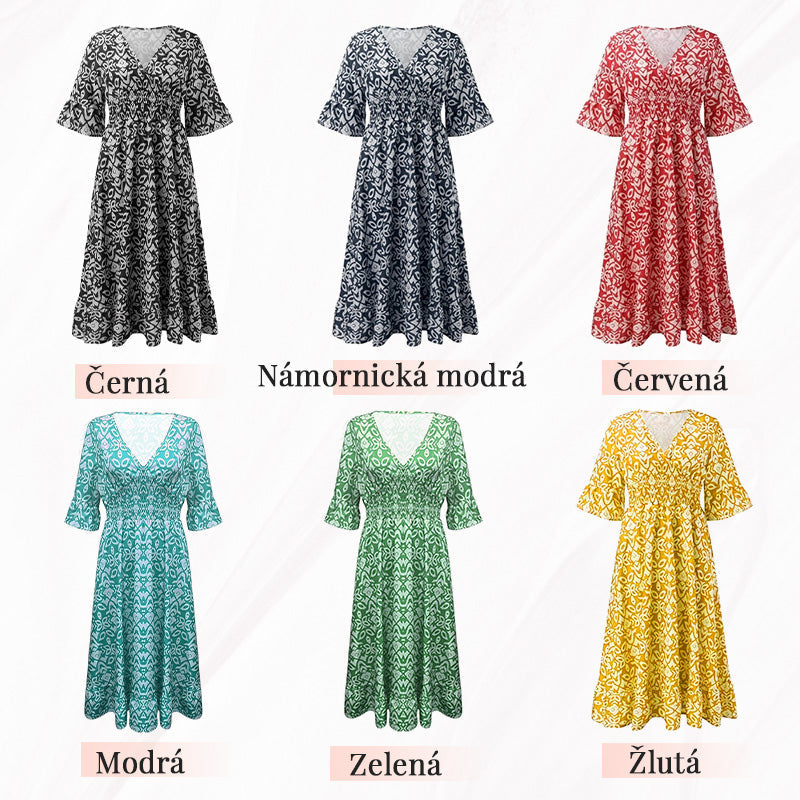 🔥Príležitostná dlhá sukňa s výstrihom do V s potlačou