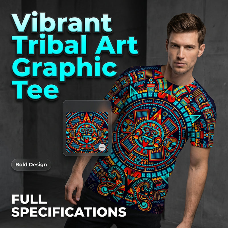 Pánske tričko s krátkymi rukávmi v štýle vintage tribal