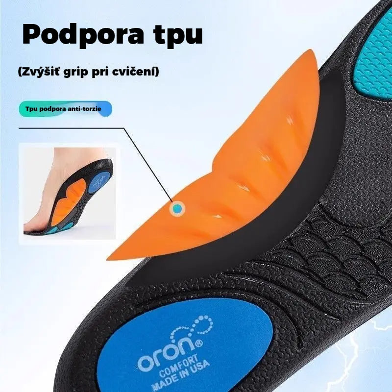 Vložka do topánok s odpruženou podporou klenby a odrazom veľrybieho podošvy
